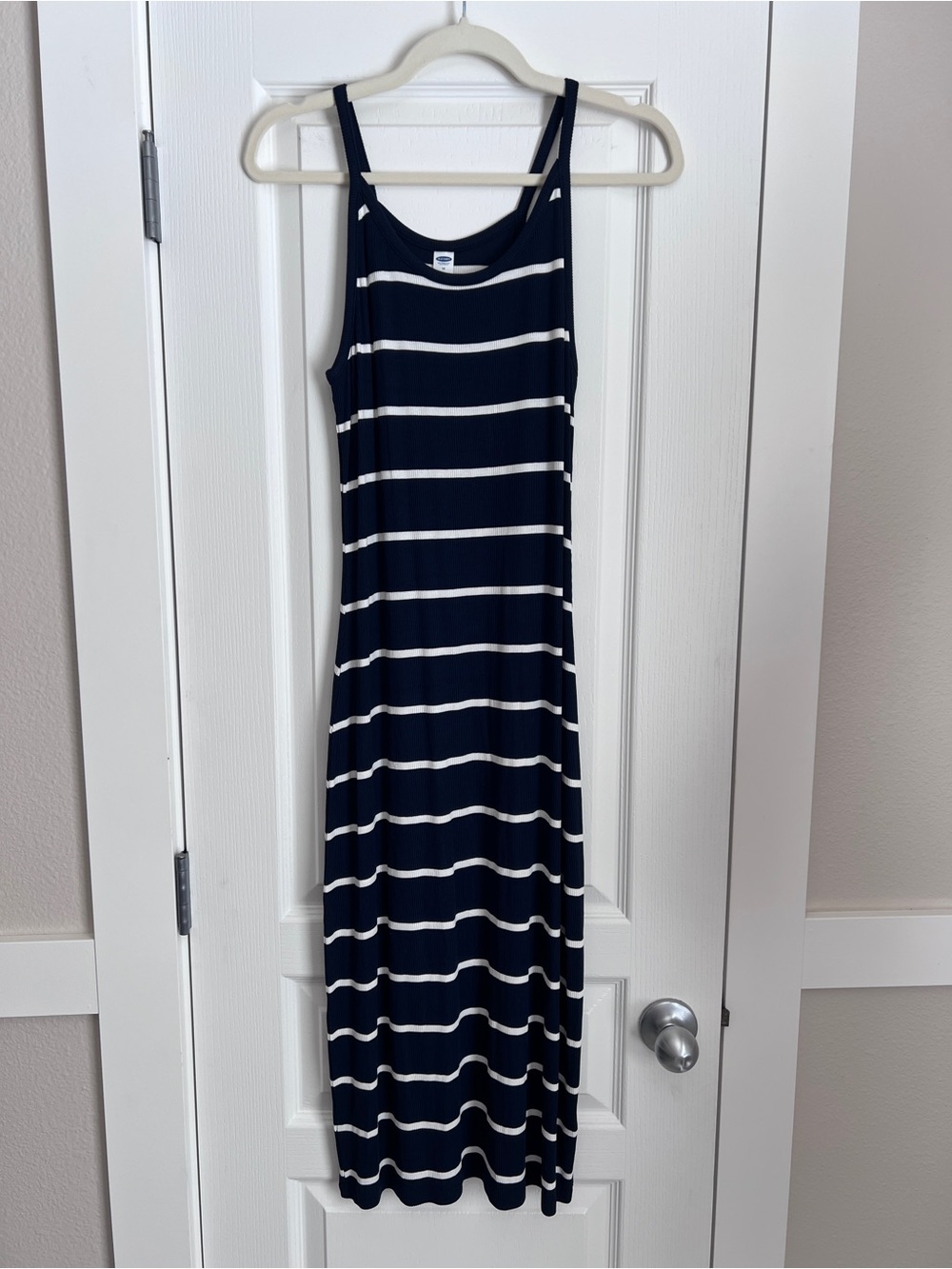 Old Navy Navy and White Striped Tank Maxi Dress
